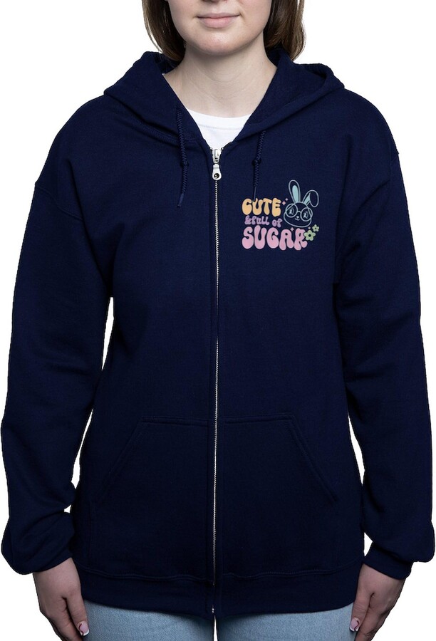 CafePress Cute And Full Of Sugar Sweatshirt Women's Zip-up Hooded Sweatshirt Graphite Gray