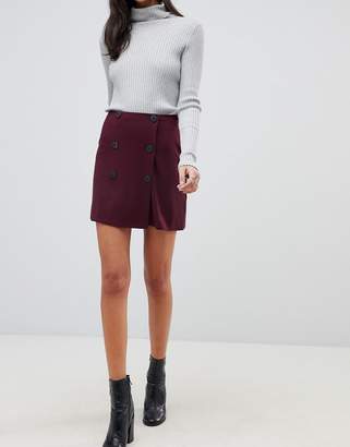 ASOS Design Double Breasted Ponte A-Line Mini Skirt