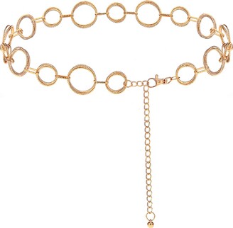 Lamdgbway Crystal Belts for Women Dress Rhinestone Waist Belt O-Ring Chain Gift for Friends Birthday