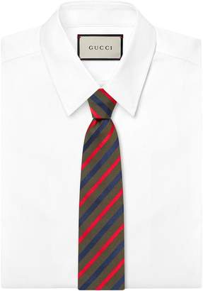 Gucci Striped silk tie with Kingsnake
