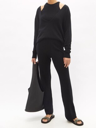 Allude Ribbed Cashmere Trousers - Black