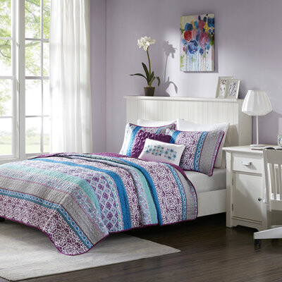 huibaoxiang Pre-Washed Purple Reversible Quilt - Bedroom Coziness Full/Queen Bedding Luxury Feel