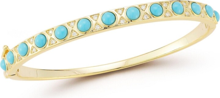 Rachel Zoe 14K Gold Plated Sterling Silver Turquoise Bangle