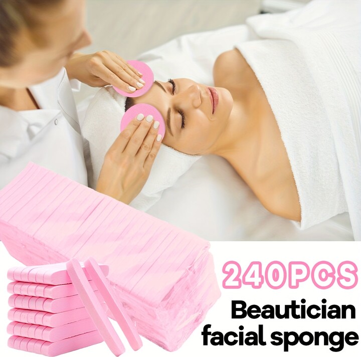 NONE Facial Sponges - 240pcs - Compressed Facial Sponges for Washing The Face, Sponge Pads for Exfoliating Masks, And Makeup Removal.