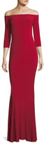 Thumbnail for your product : Norma Kamali Off-the-Shoulder 3/4 Sleeve Fishtail Gown