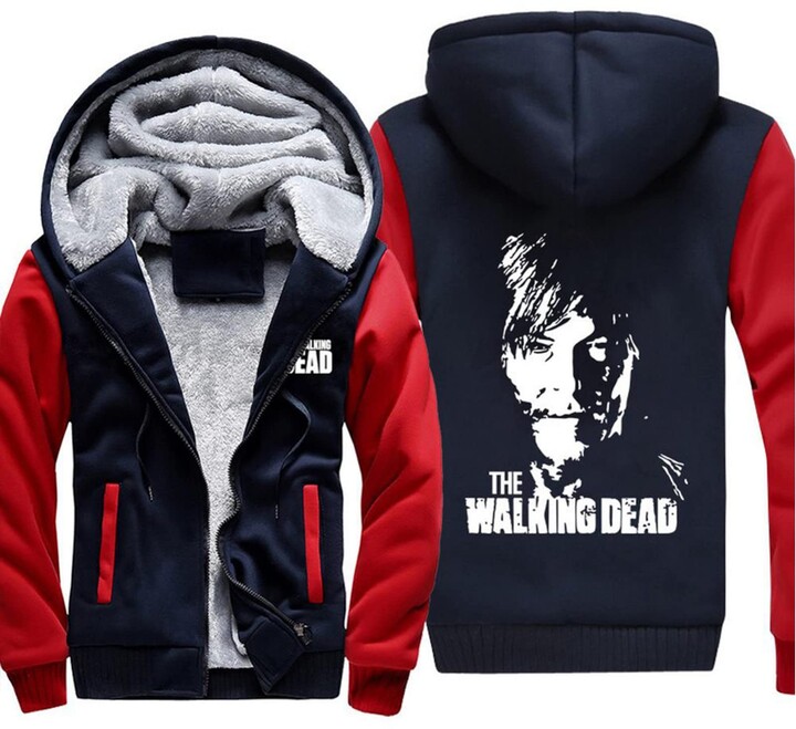 Wenhui Mens Zip Up Fleece Lined Hoodie The Walking Dead Print Sweatshirt Wool Warm Pullover Thick Coats Color B Size 2xl Shopstyle Jumpers Hoodies
