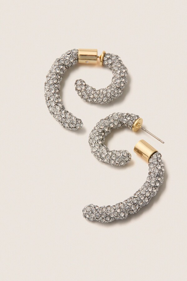 DEMARSON Gold, Silver and Crystal Luna Braided Pave Earrings