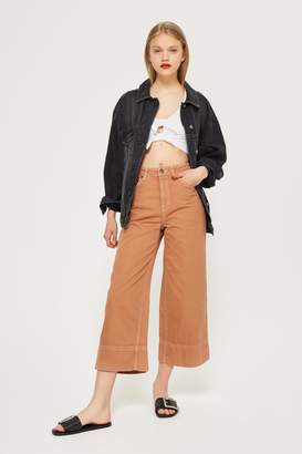 Topshop Womens Tobacco Cropped Wide Leg Jeans - Tobacco