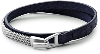 Miansai Moore Medium Leather & Chain Mesh Wrap Bracelet, Navy