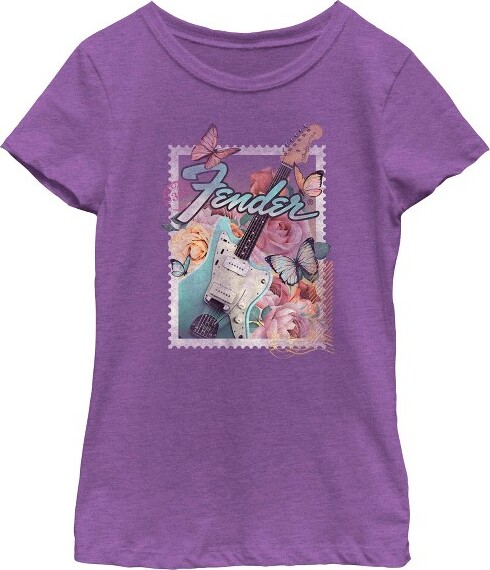 Girl'sFenderStampElectricGuitarT-Shirt-PurpleBerry-XSmall