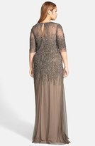 Thumbnail for your product : Adrianna Papell Illusion Yoke Long Beaded Gown (Plus Size)