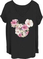 Thumbnail for your product : Disney Women's Classic Mickey Tropical Mouse Junior's Plus Short Sleeve Tee Shirt
