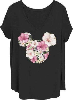 Disney Women's Classic Mickey Tropical Mouse Junior's Plus Short Sleeve Tee Shirt
