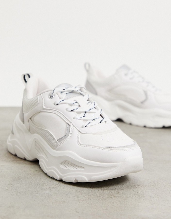 Bershka chunky sneakers with contrast in white - ShopStyle