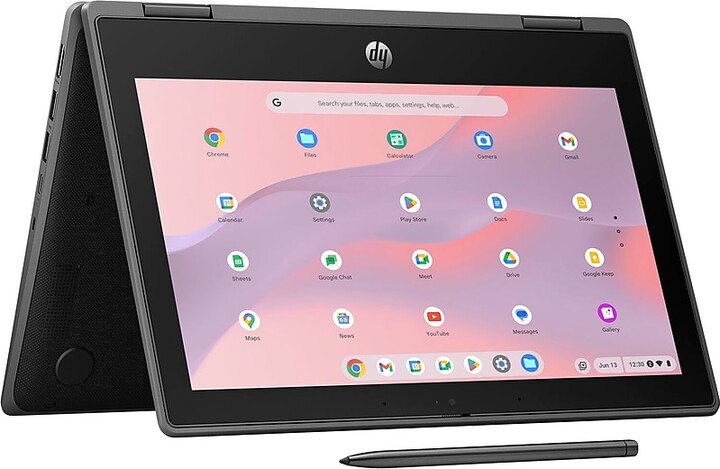 HP Fortis x360 G5 11.6" LED Backlit LCD Touch-Screen Chromebook, Intel N100, 4GB RAM, 32GB SSD, ChromeOS, Black (9R396UT#ABA)