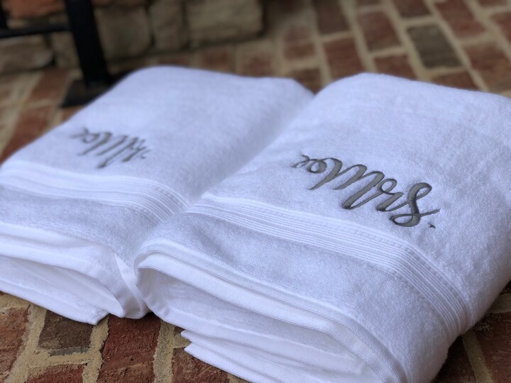 Etsy Personalized Bath Towels Embroidered Wedding Shower Mr & Mrs Customized Housewarming Gift