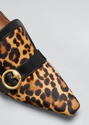 Gianvito Rossi Leopard-Print Fur Loafer Pumps