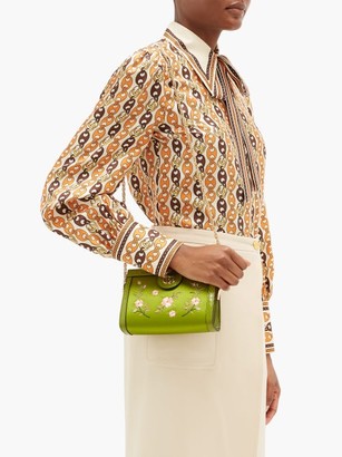 Gucci Ophidia Snake-trim Satin Cross-body Bag - Green Multi