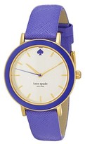 Thumbnail for your product : Kate Spade 'metro' Enamel Bezel Leather Strap Watch, 38mm