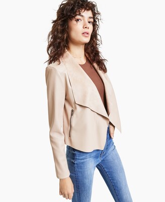 faux leather flyaway jacket