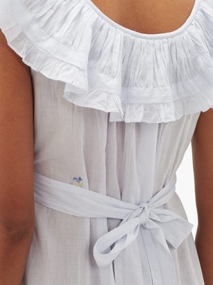 Thierry Colson Milos Floral-embroidered Cotton-voile Dress - Light Blue