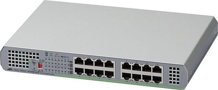 Allied Telesis™ AT-GS910/16-10 Gray 16 Port Gigabit Ethernet Unmanaged Switch
