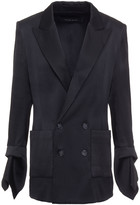 Thumbnail for your product : Roland Mouret Nobleman Double-breasted Hammered Silk-blend Satin Blazer