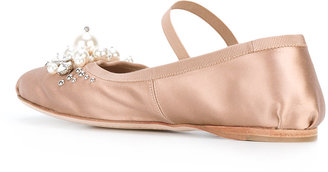 Miu Miu embellished ballerina shoes - women - Leather/Silk Satin - 37