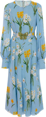 Andrew Gn Floral-Print Silk-Georgette Midi Dress