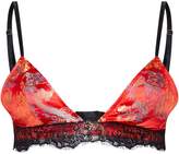Thumbnail for your product : PrettyLittleThing Red Oriental Jacquard Lace Trim Bralet