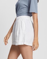 Thumbnail for your product : Assembly Label - Women's White High-Waisted - Noma Linen Shorts - Size 14 at The Iconic