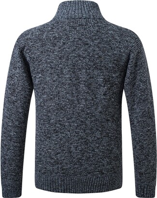 Cuteangel Men Design Dress Shirt Men's Plus Fleece Splice Sweater Stand  Collar Full Zip Cardigan Casual Fit Knitted Cardigan Sweater Jacket Men  Slim Fit Button Down Dark Gray - ShopStyle
