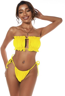 ZAFUL Women's bandeau tie cutout bikini set beachwear - - M - ShopStyle Two  Piece Swimsuits