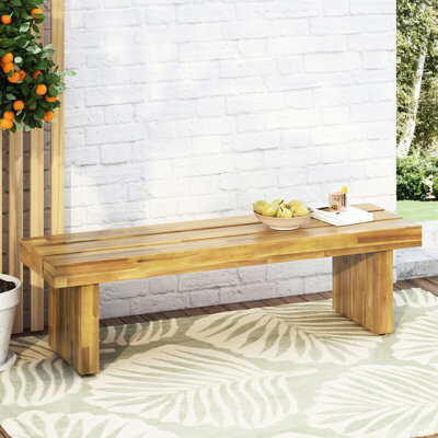 Ophelia & Co. Wood Patio Bench In Rustic Style Enhances Outdoor Decor 57.18\