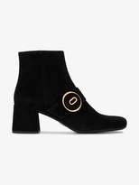 Prada Black Buttoned 65 Suede Ankle B 