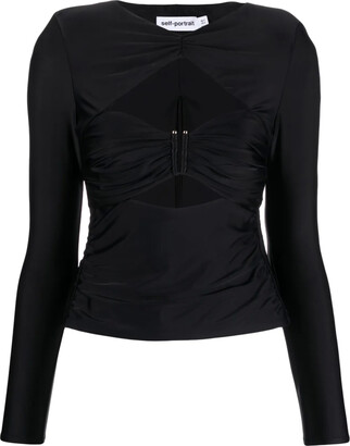 【送料&関税込】self-portrait Black Polyester Blend Top Self-Portrait Black Polyester Blend Top - ShopStyle