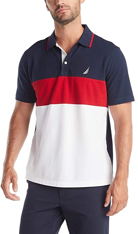 YUELANDE Men Stylish Short Sleeve Striped Color Blocks T-Shirt Polo Shirt