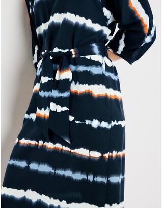 Taifun Navy Pattern Tie Waist Dress 180002-110004