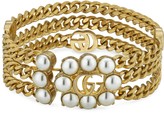 Thumbnail for your product : Gucci Pearl Double G layered bracelet