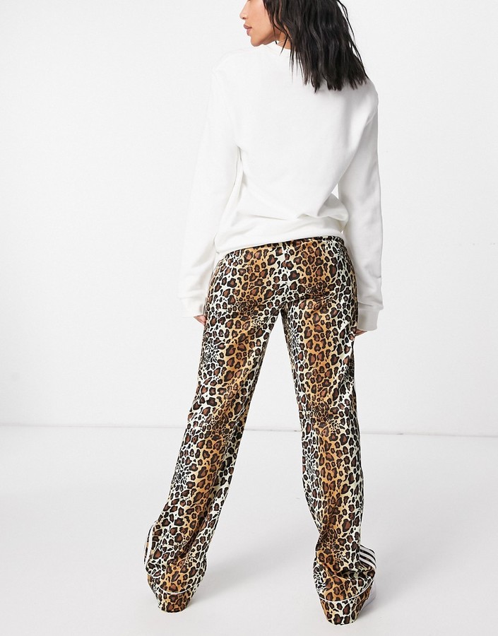 adidas 'Leopard Luxe' satin look pyjama style wide leg pants - ShopStyle