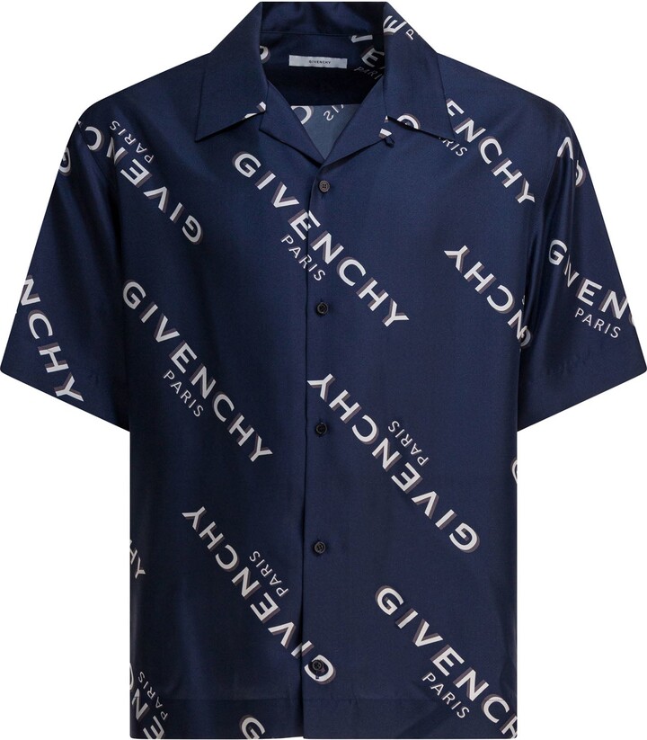 Givenchy Silk Bowling Shirt Shirts Blue