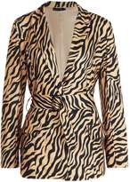 Thumbnail for your product : boohoo Zebra Printed Tort Shell Belted Blazer