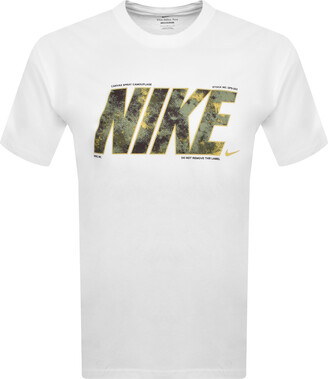 nike white and gold t shirt