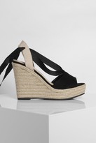 Thumbnail for your product : boohoo Peep Toe Ankle Wrap Espadrille Wedges