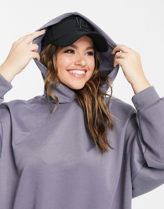 ASOS DESIGN Curve oversized mini sweatshirt hoodie dress in slate grey