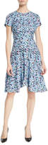 Thumbnail for your product : Jason Wu Collection Short-Sleeve Ruched Floral-Print Silk Georgette Day Dress