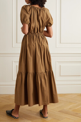 Matteau + Net Sustain Tiered Organic Cotton-poplin Midi Dress - Light brown