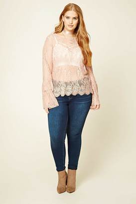 Forever 21 FOREVER 21+ Plus Size Lace Bell-Sleeve Top