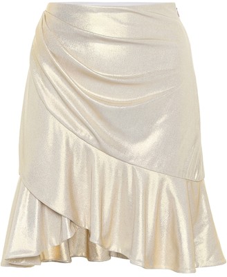 Balmain Ruffle-trimmed lame miniskirt