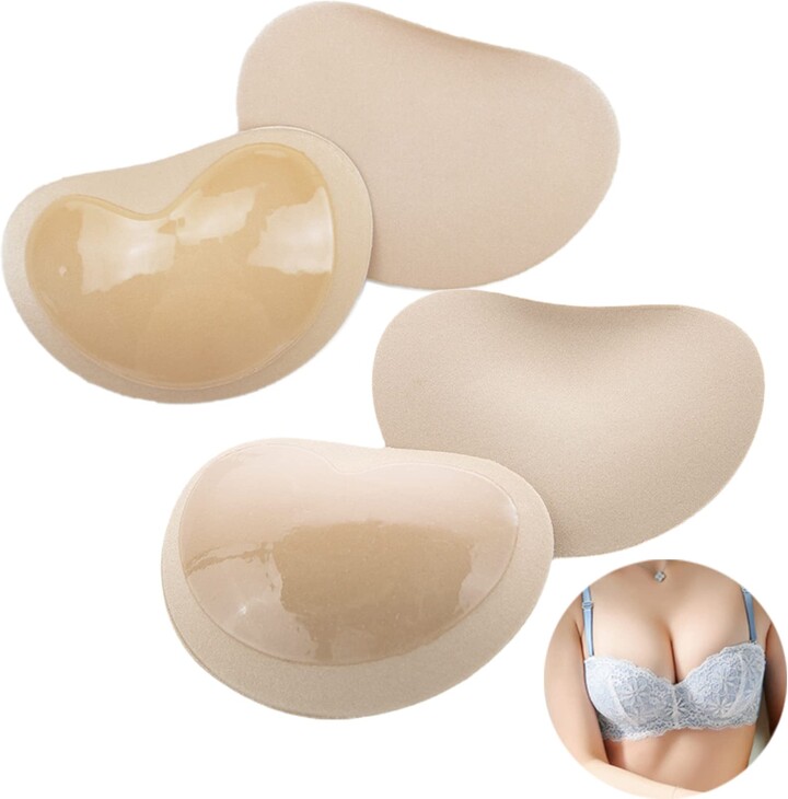 2 Pairs Self-adhesive Inserts Bra Pads Inserts Push Up Pads Removable Breast Enhancer for Bras Bikini Swimsuit Sports 